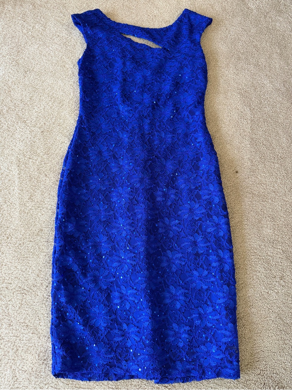 Roz & Ali Cobalt Blue Lace Cocktail dress